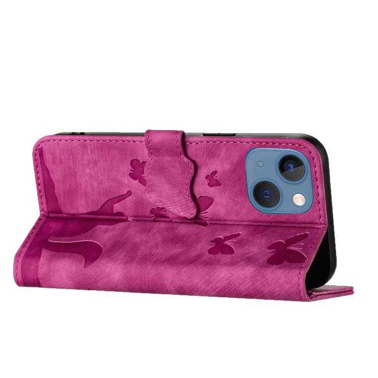 For iPhone 13 mini Butterfly Cat Embossing Flip Leather Phone Case(Pink) For iPhone 13 mini Butterfly Cat Embossing Flip Leather Phone Case(Pink)
