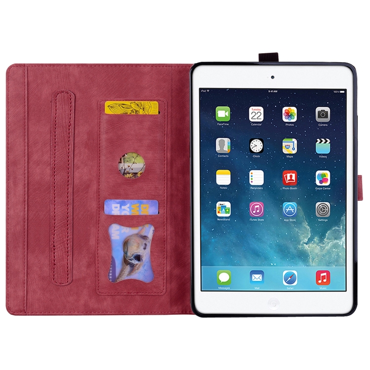 For iPad mini 5 / 4 / 3 / 2 / 1 Cartoon Sakura Cat Embossed Smart Leather Tablet Case(Red)