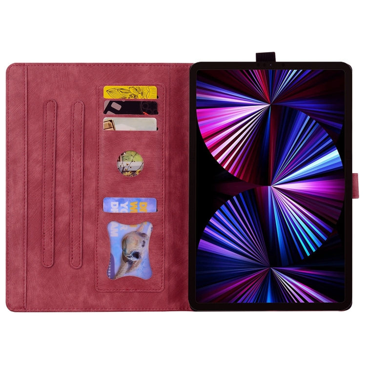For iPad Pro 12.9 2022 / 2021 Cartoon Sakura Cat Embossed Smart Leather Tablet Case(Red) For iPad Pro 12.9 2022 / 2021 Cartoon Sakura Cat Embossed Smart Leather Tablet Case(Red)