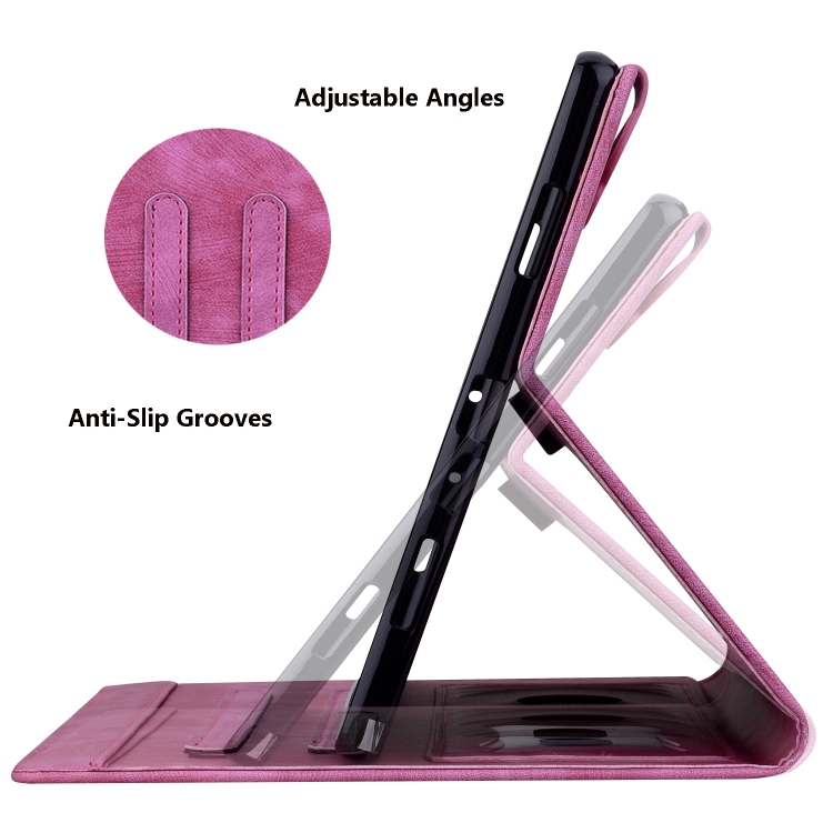 Para Samsung Galaxy Tab S9 + / S8 + / S7 + Funda para tableta de cuero inteligente con relieve de gato Sakura de dibujos animados (rojo rosa) - 4