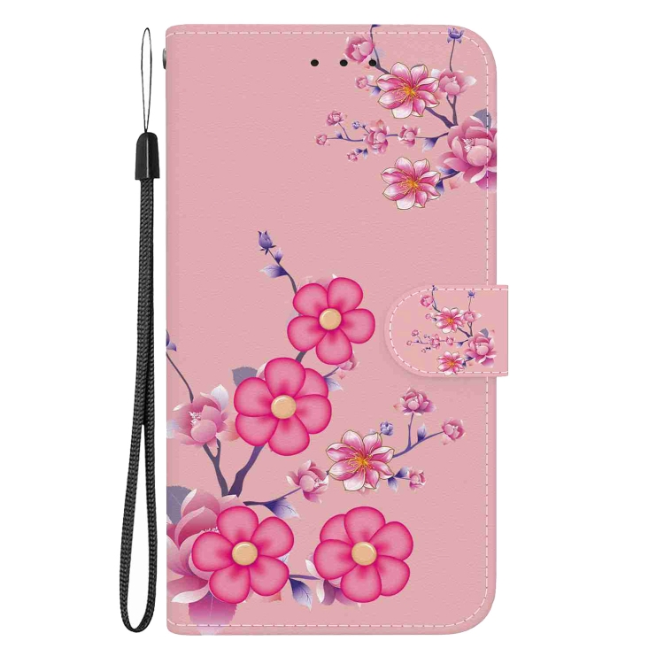 For iPhone 15 Plus Crystal Texture Colored Drawing Leather Phone Case(Cherry Blossoms) For iPhone 15 Plus Crystal Texture Colored Drawing Leather Phone Case(Cherry Blossoms)
