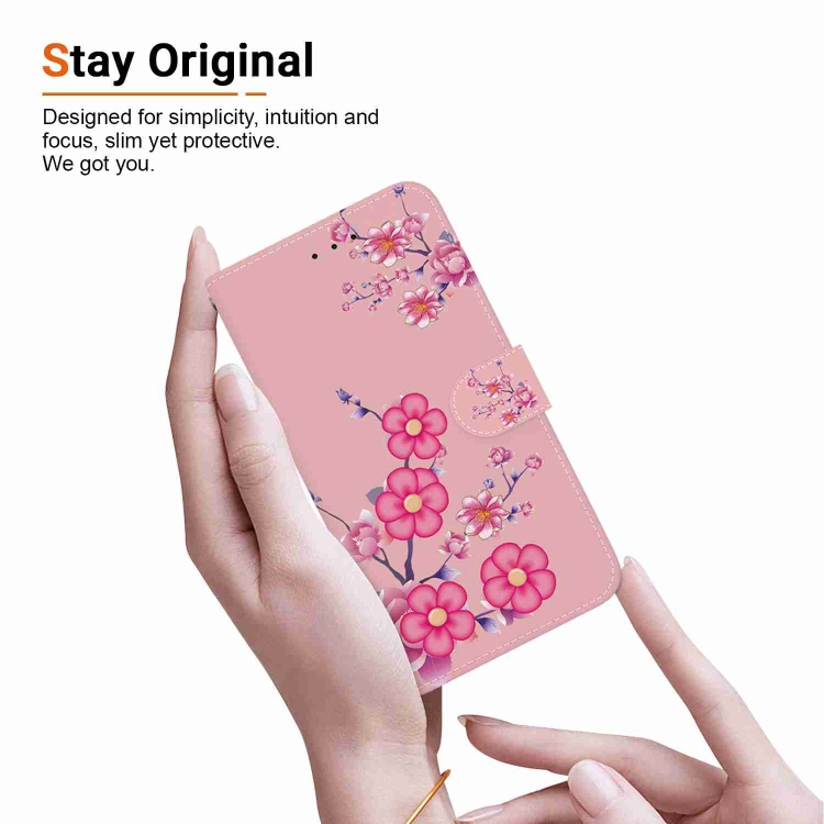 For iPhone 15 Plus Crystal Texture Colored Drawing Leather Phone Case(Cherry Blossoms) For iPhone 15 Plus Crystal Texture Colored Drawing Leather Phone Case(Cherry Blossoms)
