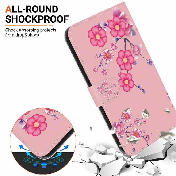 For iPhone 15 Plus Crystal Texture Colored Drawing Leather Phone Case(Cherry Blossoms) For iPhone 15 Plus Crystal Texture Colored Drawing Leather Phone Case(Cherry Blossoms)