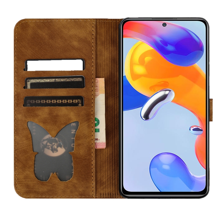 Para Xiaomi Redmi Note 13 Pro 5G Butterfly Cat Funda de cuero con tapa en  relieve para teléfono (marrón)