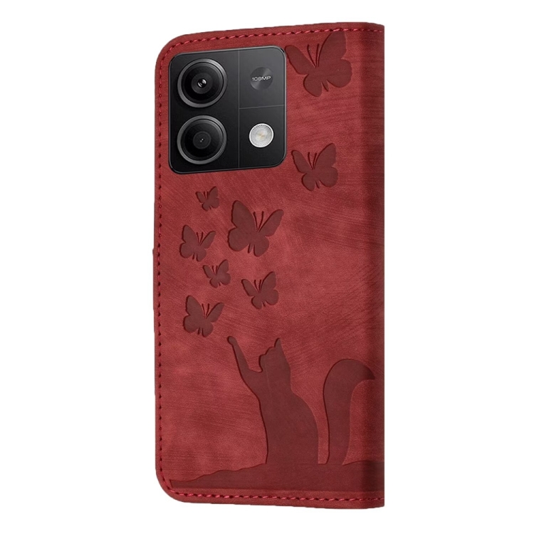 Para Xiaomi Redmi Note 13 Pro 5G Butterfly Cat Funda de cuero con tapa en  relieve