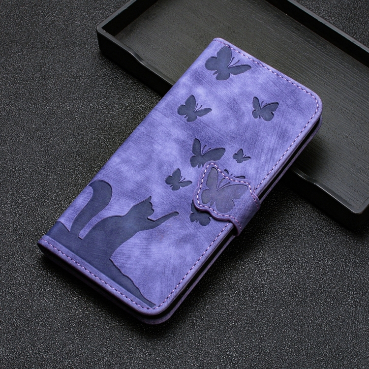 Para Xiaomi Redmi Note 13 Pro 5G Butterfly Cat Funda de cuero con tapa en  relieve para teléfono (marrón)