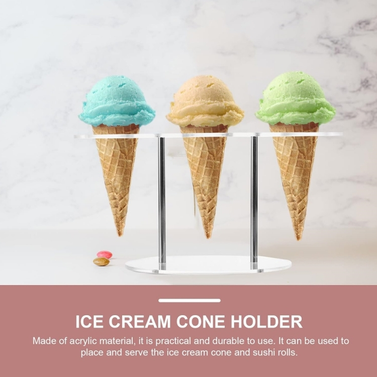 YX035 Acrylic Ice Cream Cone Rack Ice Cream Display Stand(Transparent)