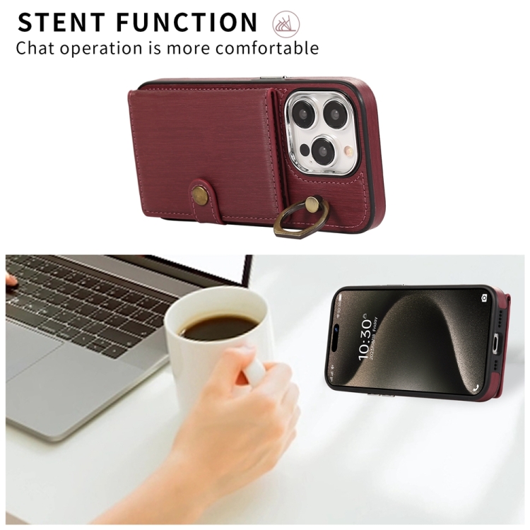 For iPhone 11 Brushed Texture Wallet Ring Holder Phone Case(Wine Red) For iPhone 11 Brushed Texture Wallet Ring Holder Phone Case(Wine Red)