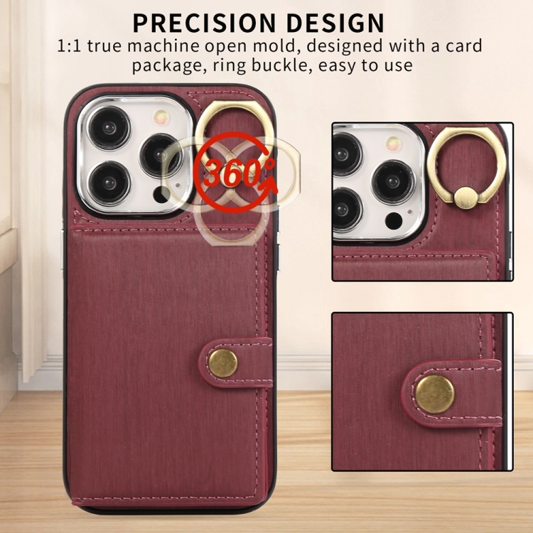 For iPhone 11 Brushed Texture Wallet Ring Holder Phone Case(Wine Red) For iPhone 11 Brushed Texture Wallet Ring Holder Phone Case(Wine Red)