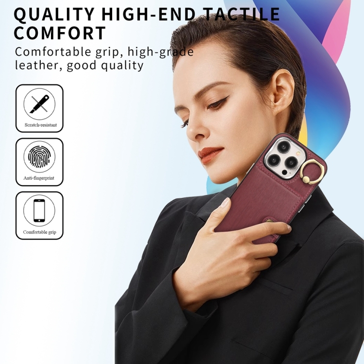 For iPhone 11 Brushed Texture Wallet Ring Holder Phone Case(Wine Red) For iPhone 11 Brushed Texture Wallet Ring Holder Phone Case(Wine Red)
