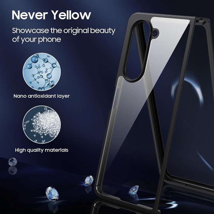 For Samsung Galaxy Z Fold4 Ultra-thin Transparent PC+TPU Phone Case(Black) For Samsung Galaxy Z Fold4 Ultra-thin Transparent PC+TPU Phone Case(Black)