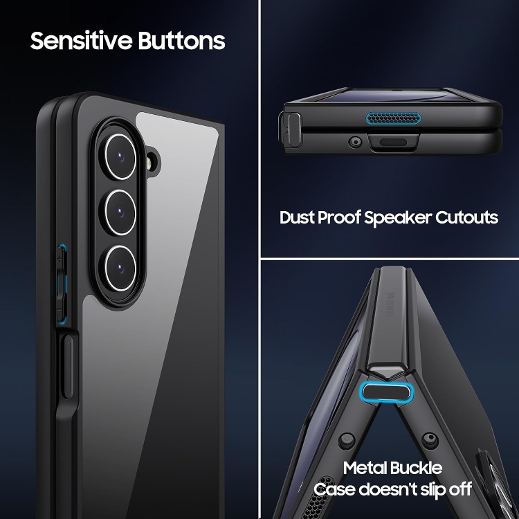 For Samsung Galaxy Z Fold4 Ultra-thin Transparent PC+TPU Phone Case(Black) For Samsung Galaxy Z Fold4 Ultra-thin Transparent PC+TPU Phone Case(Black)