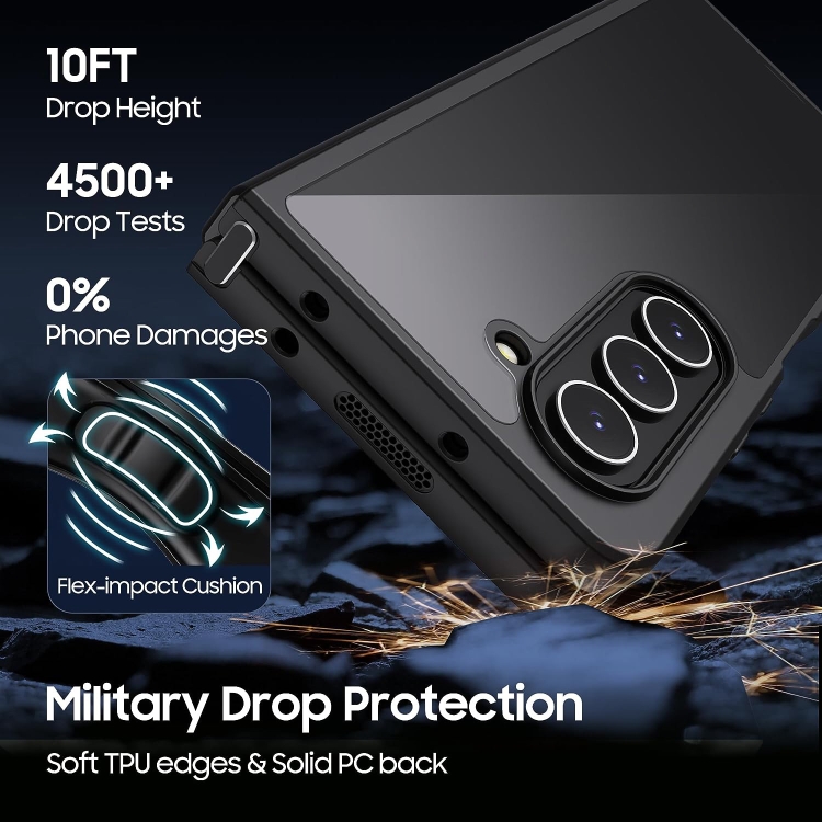 For Samsung Galaxy Z Fold4 Ultra-thin Transparent PC+TPU Phone Case(Black) For Samsung Galaxy Z Fold4 Ultra-thin Transparent PC+TPU Phone Case(Black)