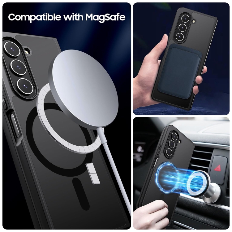 For Samsung Galaxy Z Fold4 MagSafe Ultra-thin Translucent PC+TPU Phone Case(Black)