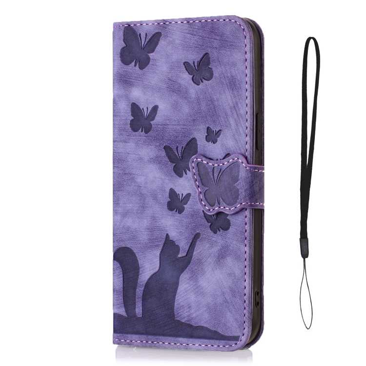 For Samsung Galaxy S22 5G Butterfly Cat Embossing Flip Leather Phone Case(Purple) For Samsung Galaxy S22 5G Butterfly Cat Embossing Flip Leather Phone Case(Purple)