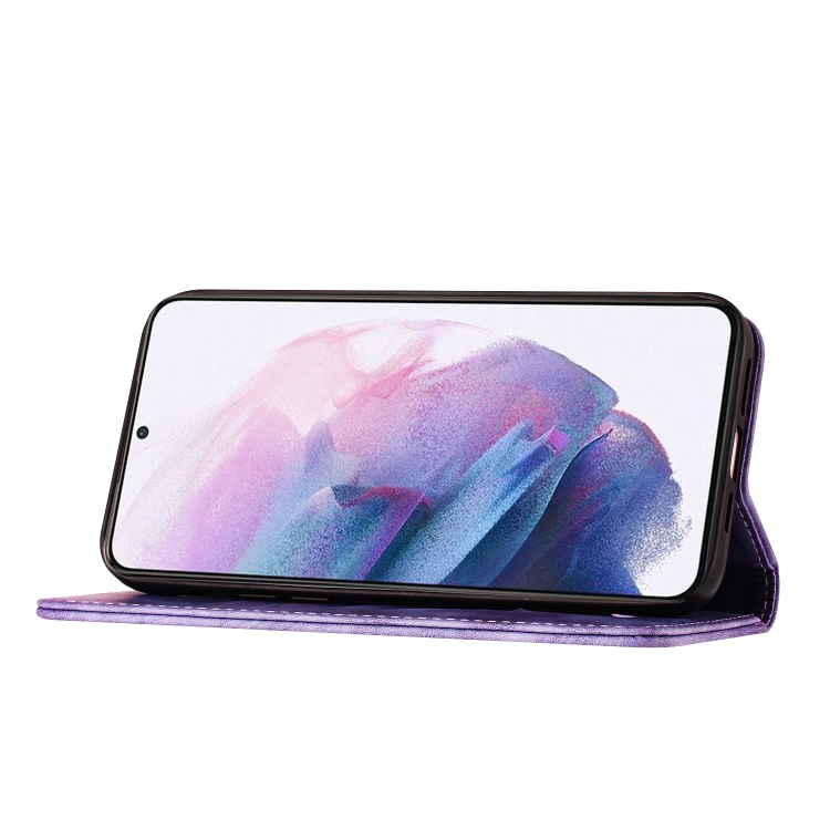 For Samsung Galaxy S22 5G Butterfly Cat Embossing Flip Leather Phone Case(Purple) For Samsung Galaxy S22 5G Butterfly Cat Embossing Flip Leather Phone Case(Purple)