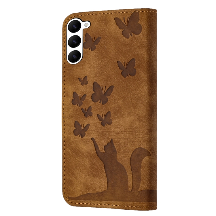 For Samsung Galaxy S23 5G Butterfly Cat Embossing Flip Leather Phone Case(Brown) For Samsung Galaxy S23 5G Butterfly Cat Embossing Flip Leather Phone Case(Brown)
