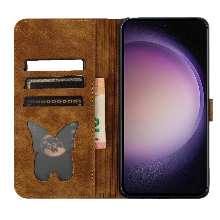 For Samsung Galaxy S23 5G Butterfly Cat Embossing Flip Leather Phone Case(Brown) For Samsung Galaxy S23 5G Butterfly Cat Embossing Flip Leather Phone Case(Brown)