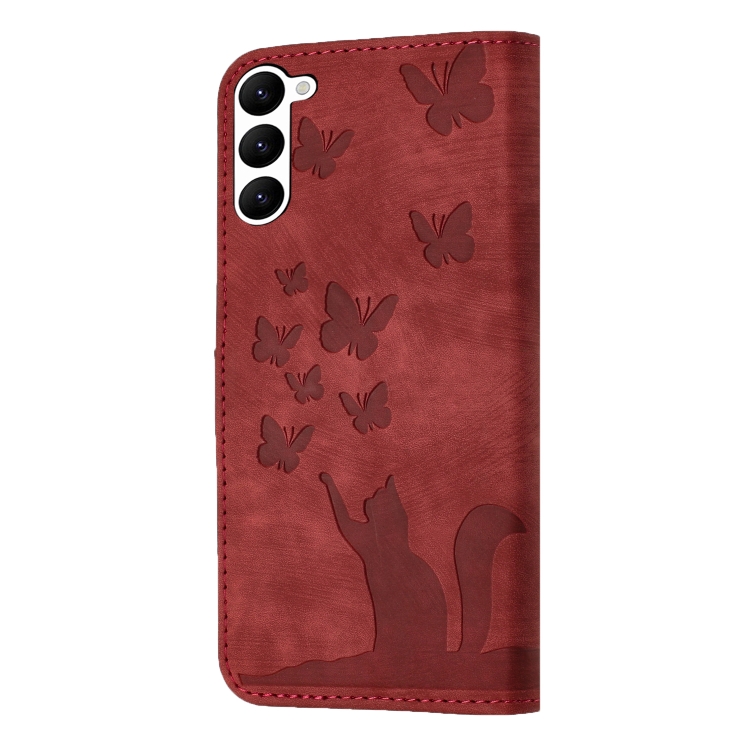 For Samsung Galaxy S23+ 5G Butterfly Cat Embossing Flip Leather Phone Case(Red) For Samsung Galaxy S23+ 5G Butterfly Cat Embossing Flip Leather Phone Case(Red)