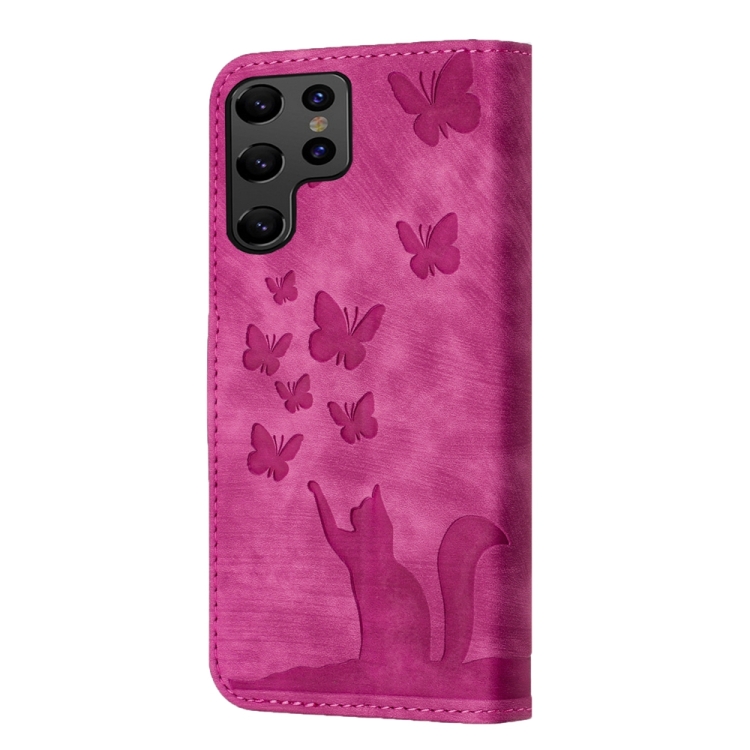 For Samsung Galaxy S24 Ultra 5G Butterfly Cat Embossing Flip Leather Phone Case(Pink) For Samsung Galaxy S24 Ultra 5G Butterfly Cat Embossing Flip Leather Phone Case(Pink)