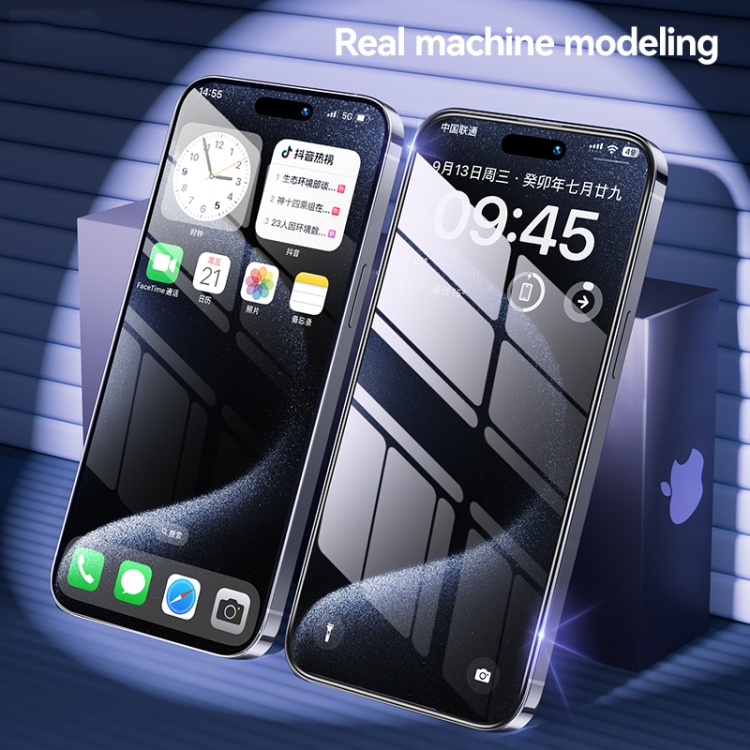 For iPhone 15 USAMS 0.3mm 9D High Alumina Full Screen Tempered Film(Black)