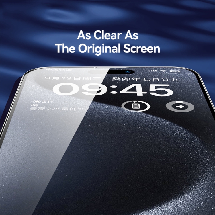 For iPhone 15 USAMS 0.3mm 9D High Alumina Full Screen Tempered Film(Black)