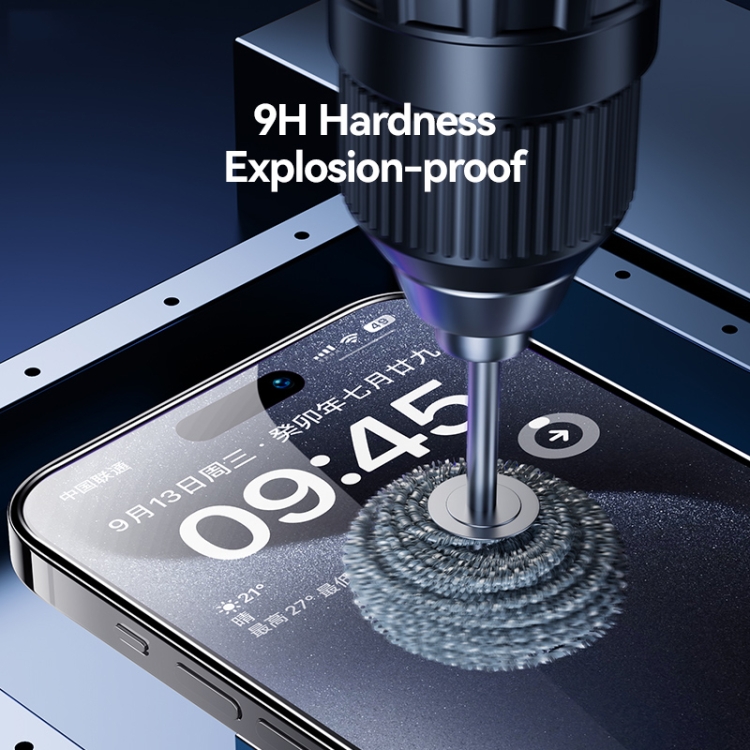 For iPhone 15 USAMS 0.3mm 9D High Alumina Full Screen Tempered Film(Black)