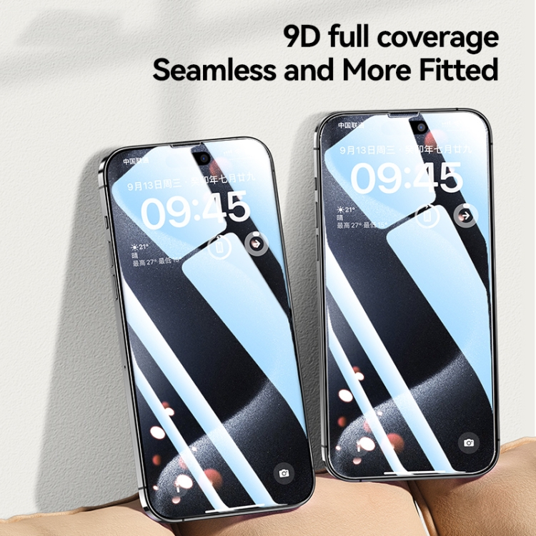 For iPhone 15 USAMS 0.3mm 9D High Alumina Full Screen Tempered Film(Black)