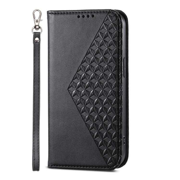 For iPhone 16 Pro Cubic Grid Calf Texture Magnetic Leather Phone Case(Black) For iPhone 16 Pro Cubic Grid Calf Texture Magnetic Leather Phone Case(Black)