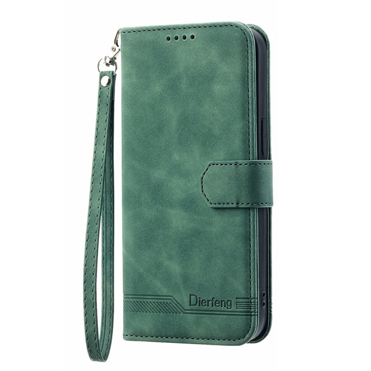 For iPhone 16 Plus Dierfeng Dream Line TPU + PU Leather Phone Case(Green) For iPhone 16 Plus Dierfeng Dream Line TPU + PU Leather Phone Case(Green)