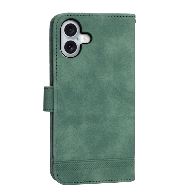 For iPhone 16 Plus Dierfeng Dream Line TPU + PU Leather Phone Case(Green) For iPhone 16 Plus Dierfeng Dream Line TPU + PU Leather Phone Case(Green)