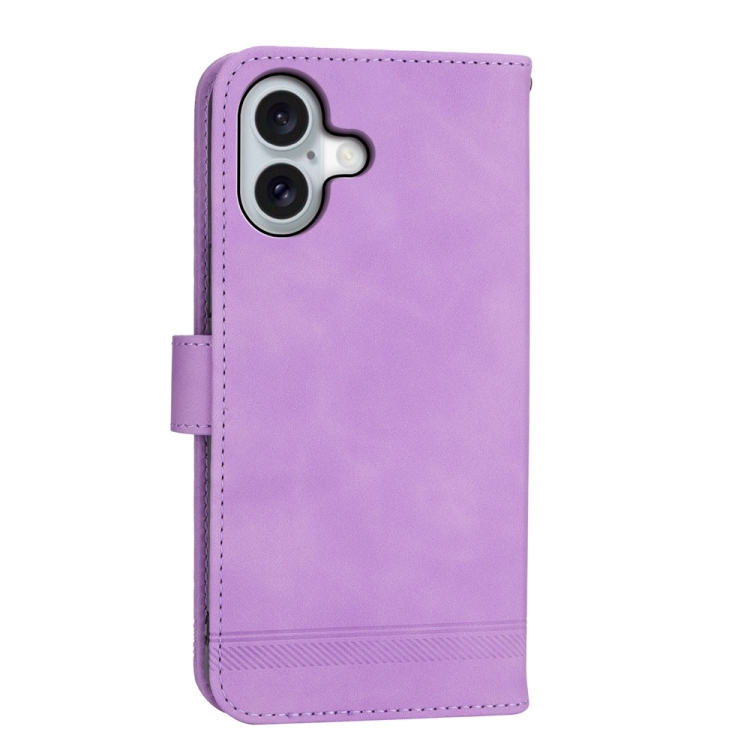 For iPhone 16 Dierfeng Dream Line TPU + PU Leather Phone Case(Purple) For iPhone 16 Dierfeng Dream Line TPU + PU Leather Phone Case(Purple)