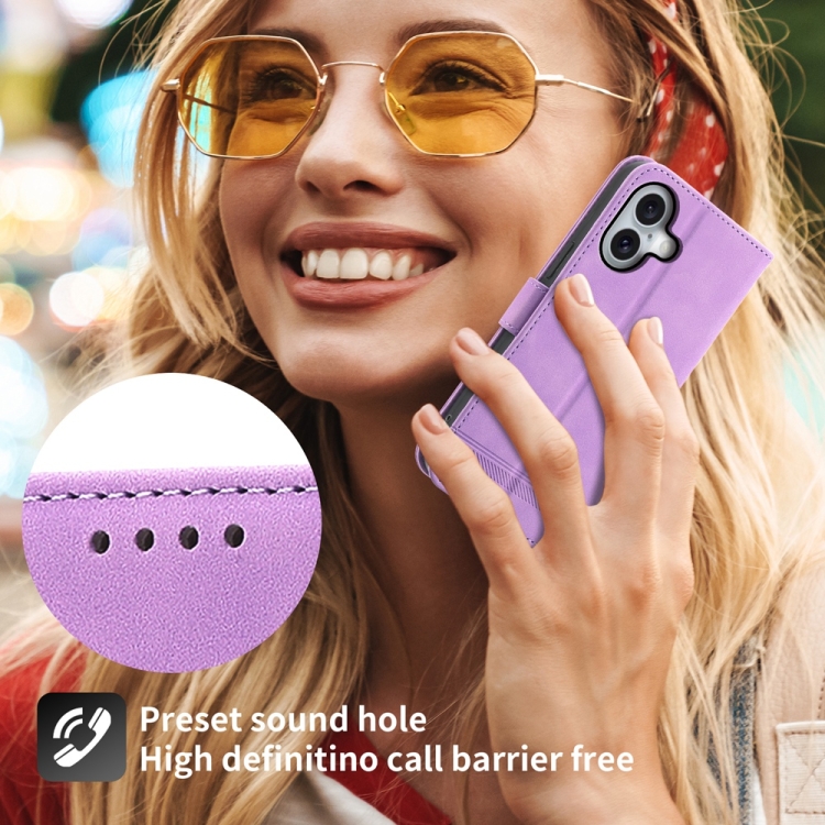 For iPhone 16 Dierfeng Dream Line TPU + PU Leather Phone Case(Purple) For iPhone 16 Dierfeng Dream Line TPU + PU Leather Phone Case(Purple)