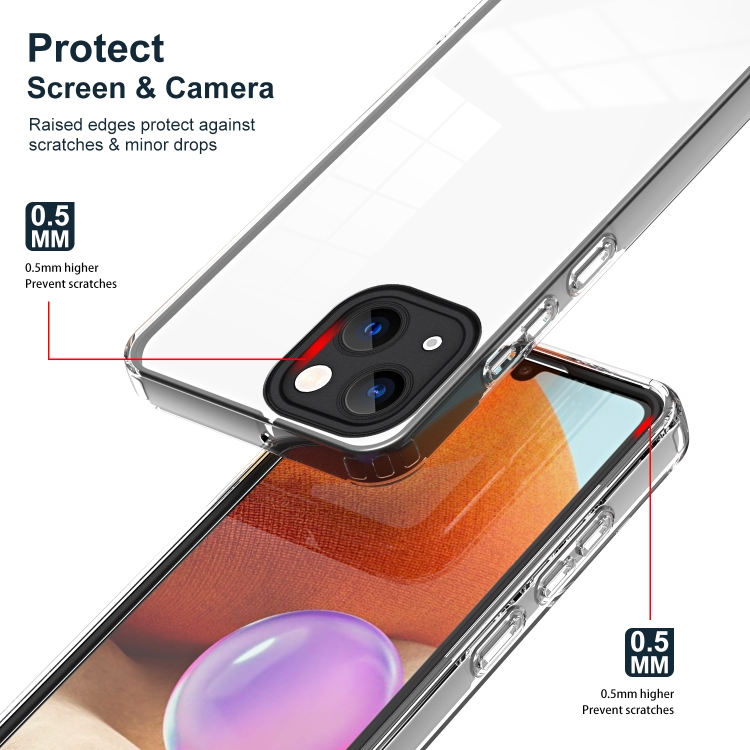 For iPhone 15 3 in 1 Clear TPU Color PC Frame Phone Case(Black)