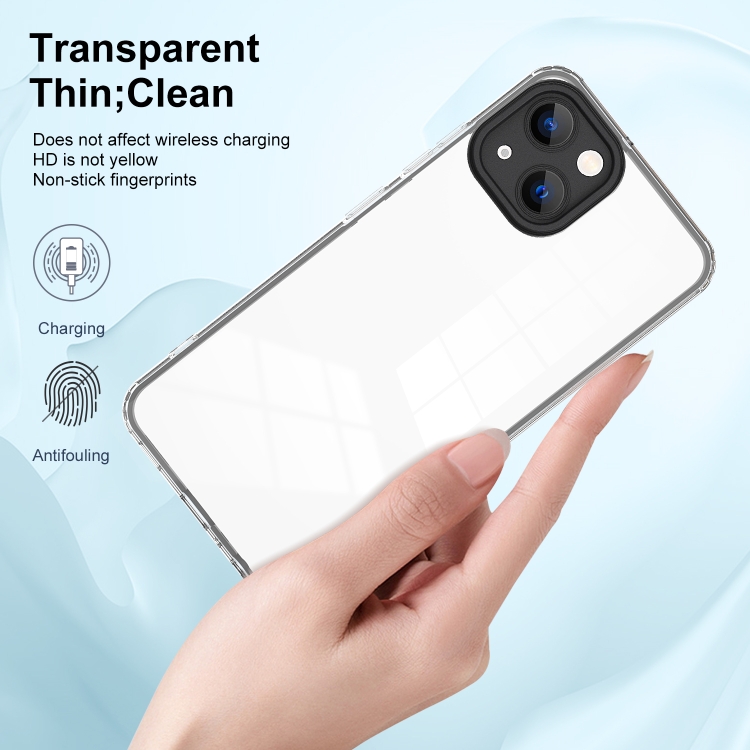 For iPhone 15 3 in 1 Clear TPU Color PC Frame Phone Case(Black)