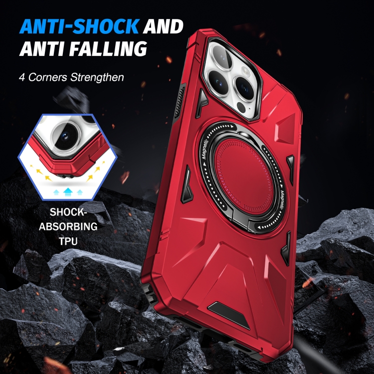 For iPhone 14/13 MagSafe Magnetic Shockproof Phone Case with Ring Holder(Red) For iPhone 14/13 MagSafe Magnetic Shockproof Phone Case with Ring Holder(Red)