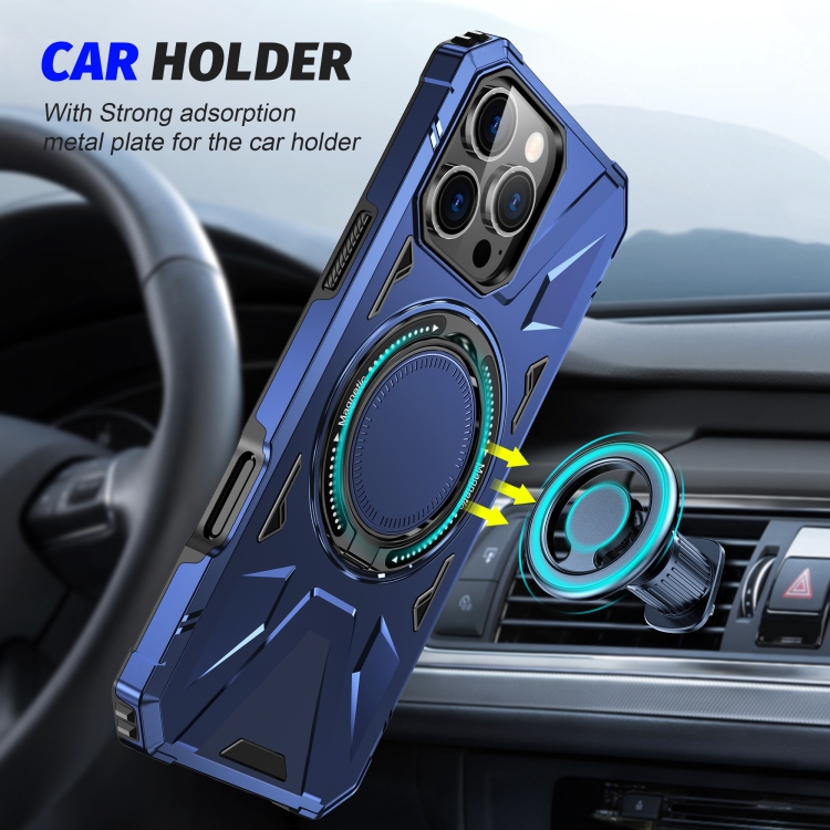 For iPhone 16 Pro Max MagSafe Magnetic Shockproof Phone Case with Ring Holder(Navy Blue) For iPhone 16 Pro Max MagSafe Magnetic Shockproof Phone Case with Ring Holder(Navy Blue)