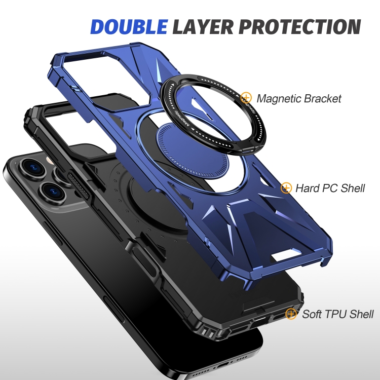 For iPhone 16 Pro Max MagSafe Magnetic Shockproof Phone Case with Ring Holder(Navy Blue) For iPhone 16 Pro Max MagSafe Magnetic Shockproof Phone Case with Ring Holder(Navy Blue)
