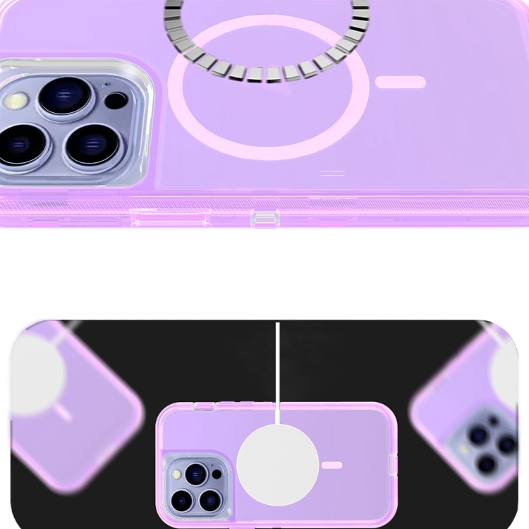 For iPhone 14 Pro Shockproof MagSafe Magnetic Phone Case(Transparent Purple) For iPhone 14 Pro Shockproof MagSafe Magnetic Phone Case(Transparent Purple)