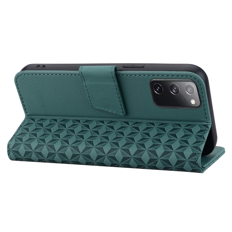 For Samsung Galaxy S20 FE 5G Diamond Buckle Leather Phone Case with Lanyard(Green) For Samsung Galaxy S20 FE 5G Diamond Buckle Leather Phone Case with Lanyard(Green)