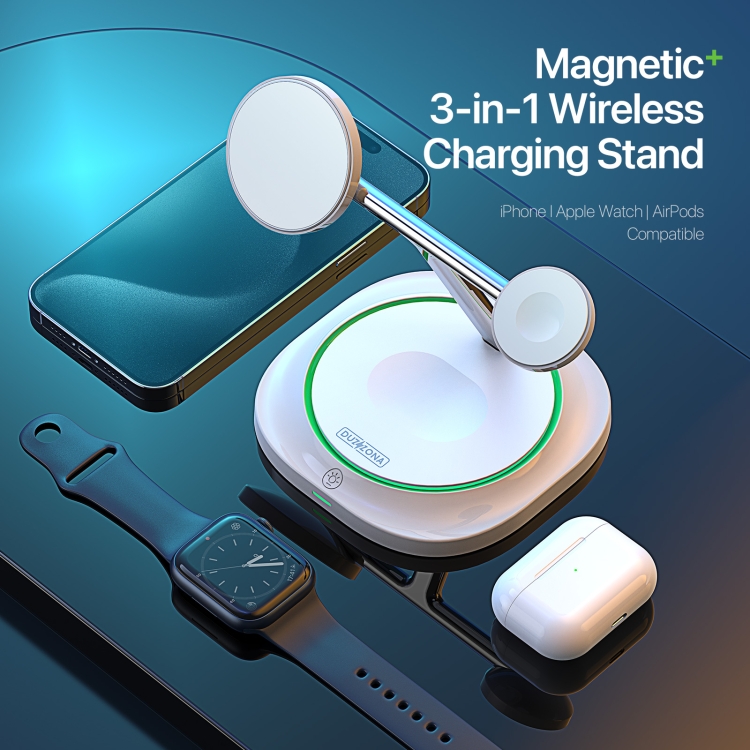 DUZZONA W16 15W 3 in 1 MagSafe Magnetic Wireless Charging Stand(White) DUZZONA W16 15W 3 in 1 MagSafe Magnetic Wireless Charging Stand(White)