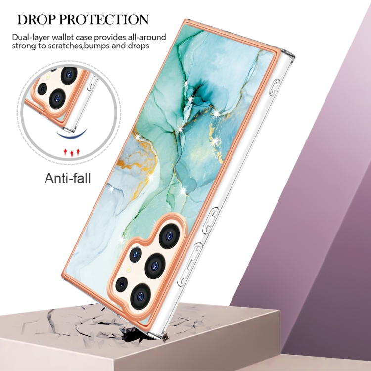 For Samsung Galaxy S24 Ultra 5G Electroplating Marble Dual-side IMD Phone Case(Green 003) For Samsung Galaxy S24 Ultra 5G Electroplating Marble Dual-side IMD Phone Case(Green 003)