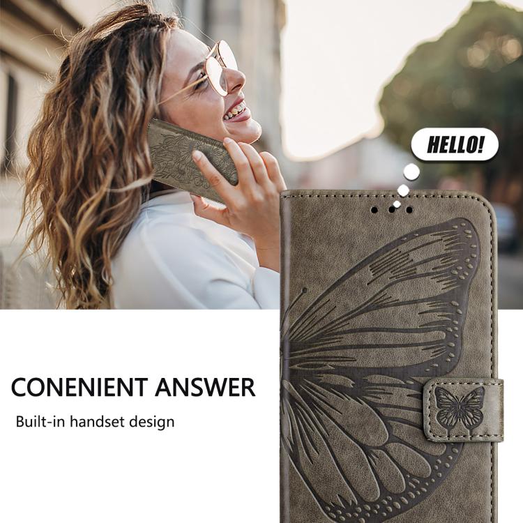 For Huawei Pura 90 Pro Max 5G Embossed Butterfly Leather Phone Case(Grey)