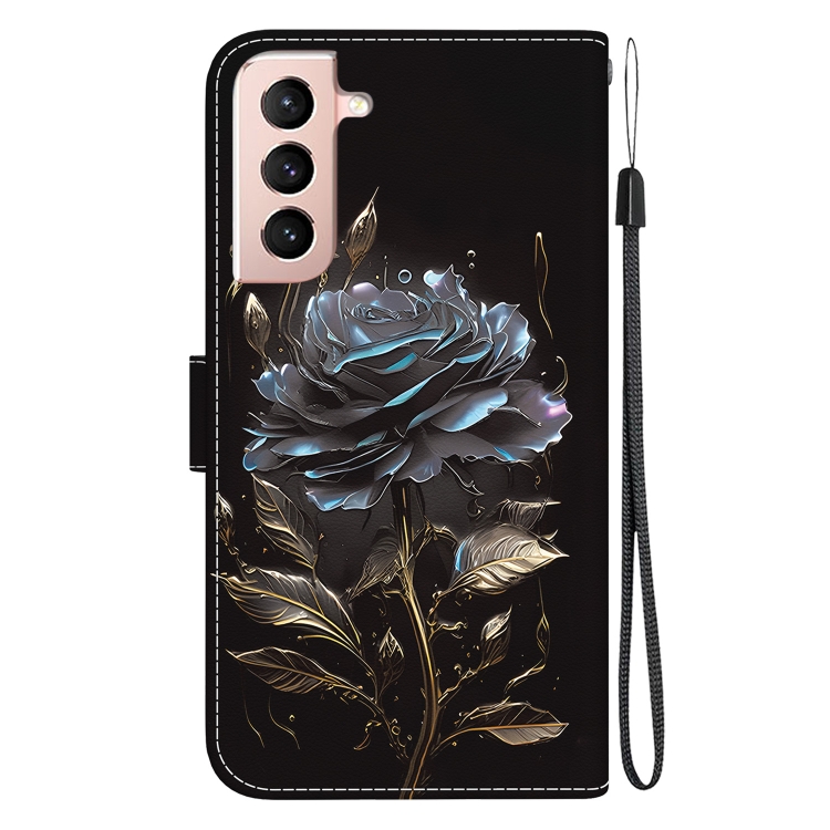 For Samsung Galaxy S21 5G Crystal Texture Colored Drawing Leather Phone Case(Black Rose) For Samsung Galaxy S21 5G Crystal Texture Colored Drawing Leather Phone Case(Black Rose)
