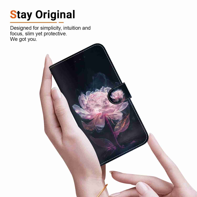 For Samsung Galaxy S22 5G Crystal Texture Colored Drawing Leather Phone Case(Purple Peony)