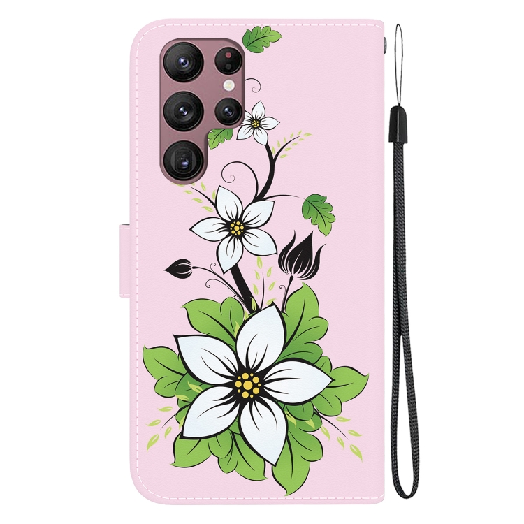 For Samsung Galaxy S22 Ultra 5G Crystal Texture Colored Drawing Leather Phone Case(Lily) For Samsung Galaxy S22 Ultra 5G Crystal Texture Colored Drawing Leather Phone Case(Lily)