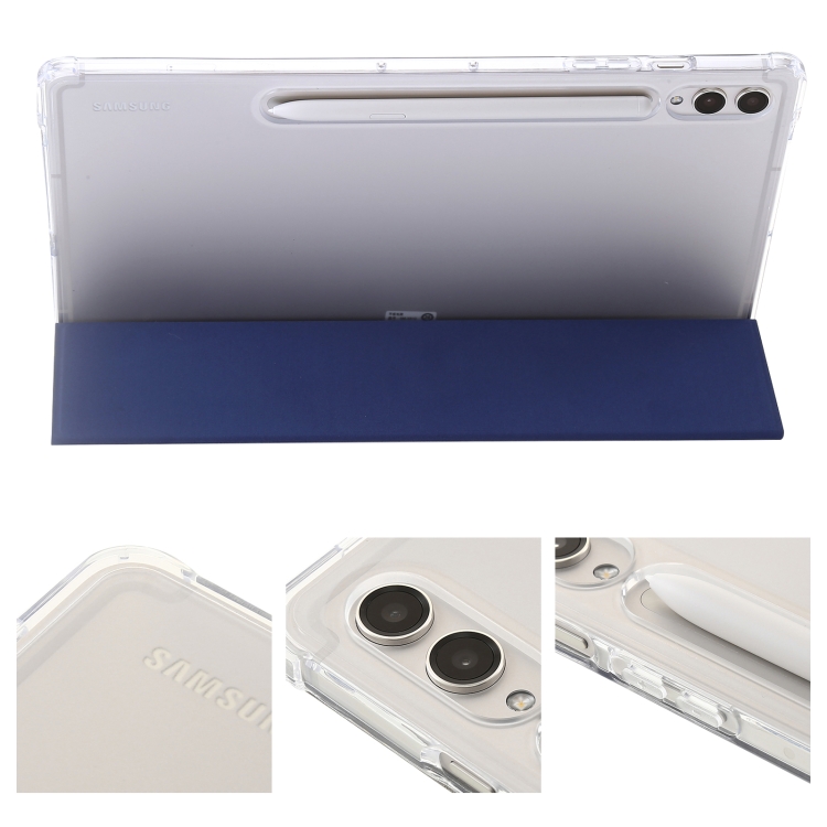 For Samsung Galaxy Tab S9 3-Fold Clear Acrylic Leather Tablet Case(Dark Blue) For Samsung Galaxy Tab S9 3-Fold Clear Acrylic Leather Tablet Case(Dark Blue)