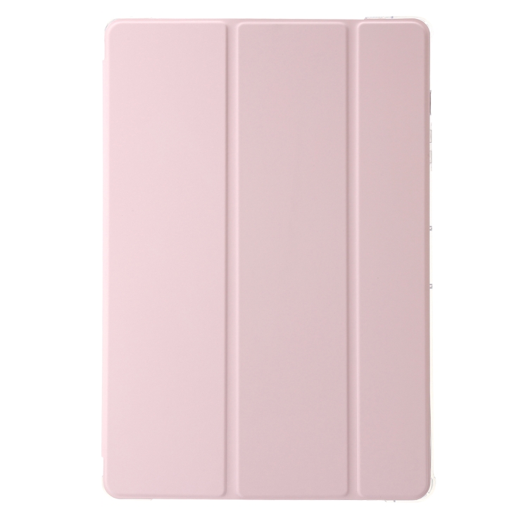 Para Samsung Galaxy Tab S9 + Funda para tableta de cuero acrílico transparente de 3 pliegues (rosa) - 1