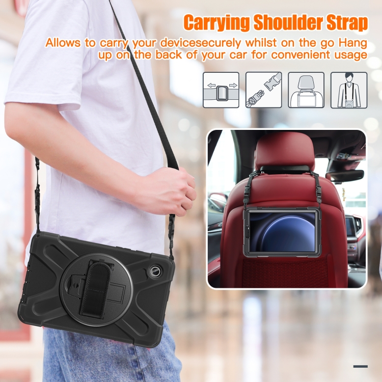 For Samsung Galaxy Tab A9+ Rotary Handle Grab TPU + PC Tablet Case(Black) - 9