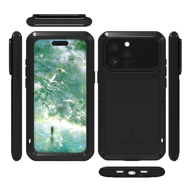 For iPhone 16 Pro Max LOVE MEI Metal Shockproof Life Waterproof Dustproof Phone Case(Black) For iPhone 16 Pro Max LOVE MEI Metal Shockproof Life Waterproof Dustproof Phone Case(Black)